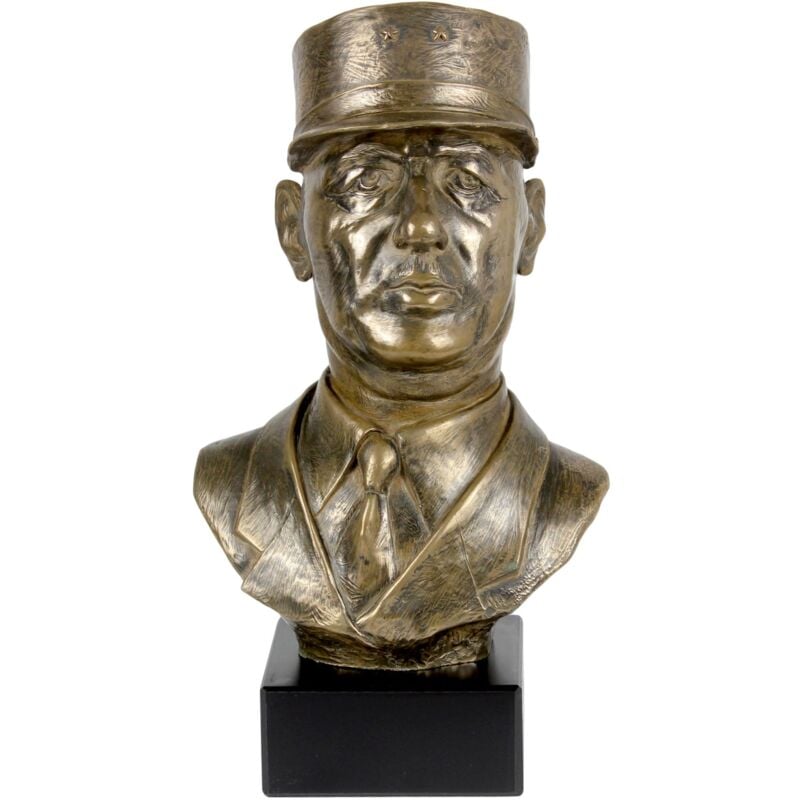 Charles de Gaulle - Buste sur marbre, statuette d'un personnage célèbre, décoration pour bureau, école et hôtel par Art-Dog