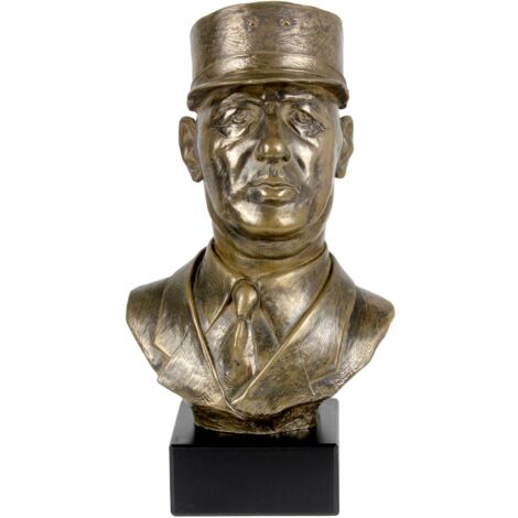 Charles de Gaulle - busto in marmo, statuetta di un personaggio famoso, decorazione per ufficio, scuola e hotel di Art-Dog