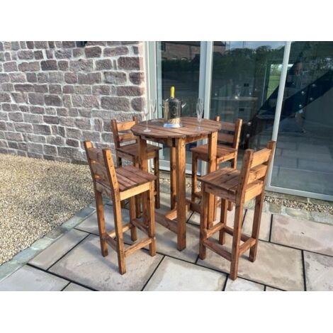 Charles Taylor 4 Seater Wooden Alfresco Bar Counter Table & Bar Stool Chair Set