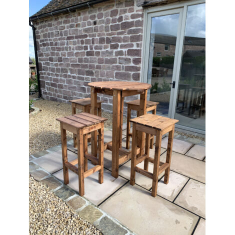 Charles Taylor 4 Seater Wooden Alfresco Bar Counter Table & Bar Stool Set Garden