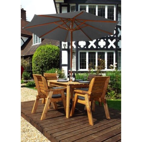 Charles Taylor 4 Seater Wooden Rectangular Dining Table Chairs Set Grey Cushion