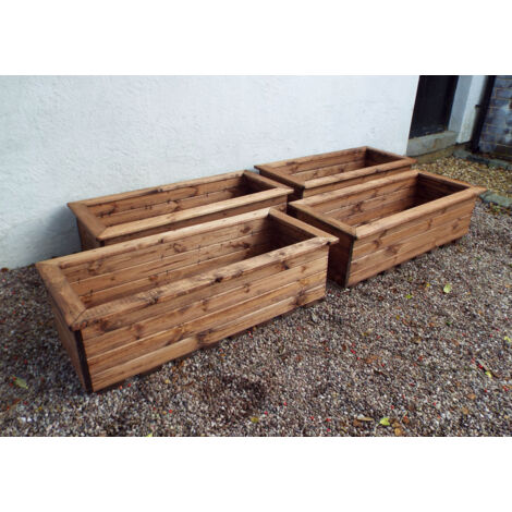 Charles Taylor 4 x Wooden Raised Planter Beds Pots Large Troughs