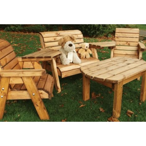 Charles Taylor Little Fellas 4 Seater Wooden Dining Table Chairs Bench Set Kids