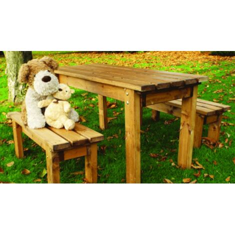 Charles Taylor Little Fellas Wooden Dining Table & 2 x Garden Bench Set Kids