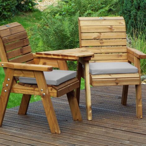 Charles Taylor Wooden Companion Angled Garden 2 Seat Chair & Cover Green Cushion