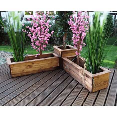 Charles Taylor Wooden Raised Corner Planter Flower Vegetable Bed Trough