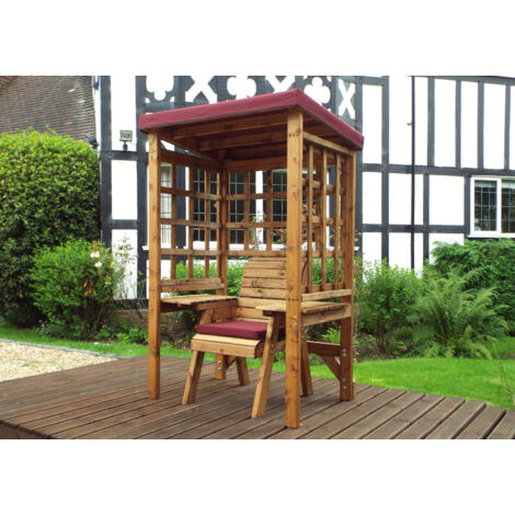Charles Taylor Wooden Wentworth Garden Arbour & 1 Chair Red Cushion & Cover