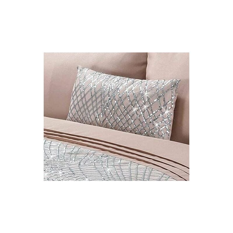 Rapport - CHARLESTON Glitter Sequins Duvet Cover Set Bedding Range Blush 1 x Filled Boudoir Cushion