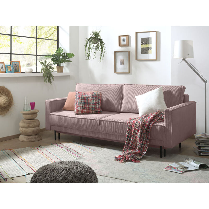 Lisa Design - Charlie - canapé 3 places convertible avec coffre - en velours côtelé