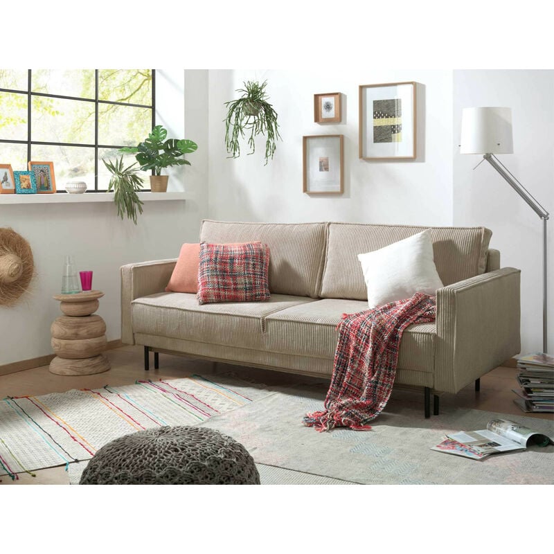 Bestmobilier - Charlie - canapé 3 places convertible avec coffre - en velours côtelé