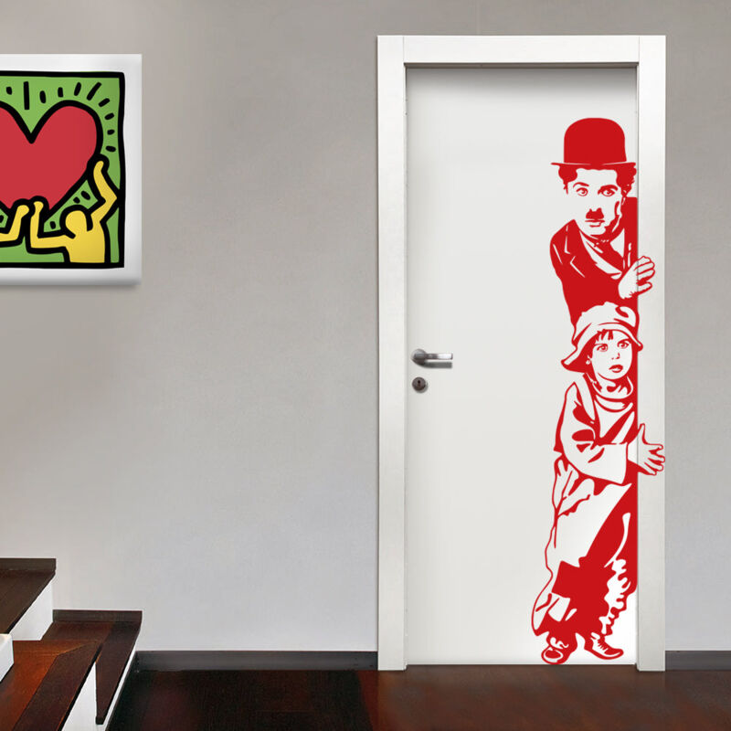 Image of Charlie Chaplin - Adesivo murale wall sticker in vinile 45x185 cm - Colore: Rosso