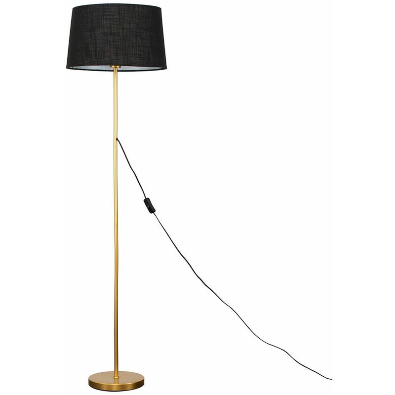 Charlie Stem Floor Lamp in Gold with Doretta Shade - Black - No Bulb