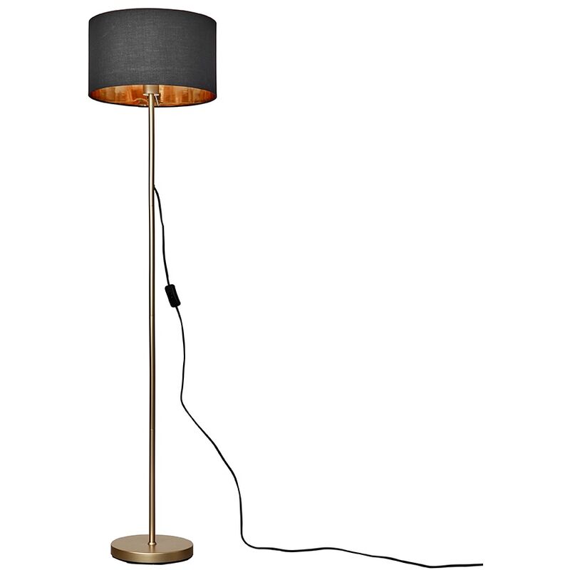 Minisun - Charlie Stem Floor Lamp in Gold with Reni Shade - - Including LED Bulb
