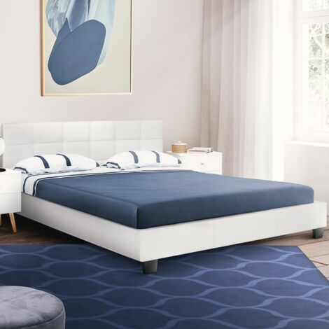 CHARLOTTE cama doble con somier 140x190 cm PVC blanco