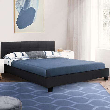 CHARLOTTE cama doble con somier 140x190cm PVC negro