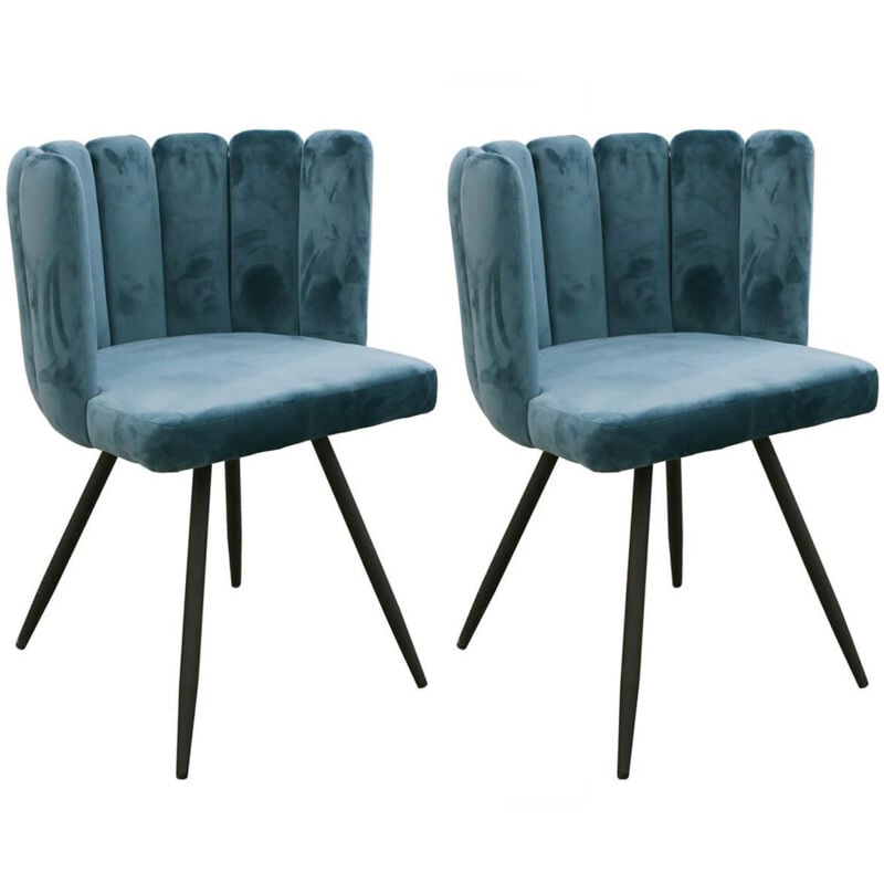 Altobuy - charlotte - Lot de 2 Chaises Velours Bleu