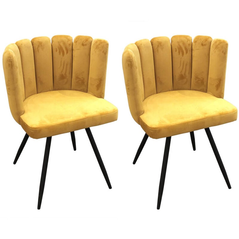 Altobuy - charlotte - Lot de 2 Chaises Velours Jaune
