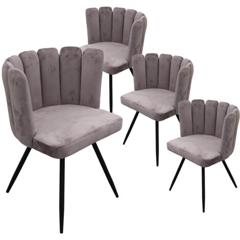 CHARLOTTE - Lot de 4 Chaises Velours Gris