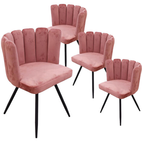 CHARLOTTE - Lot de 4 Chaises Velours Rose