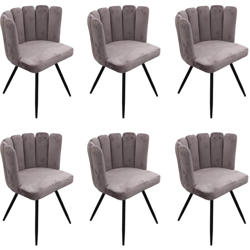 Altobuy - charlotte - Lot de 6 Chaises Velours Gris