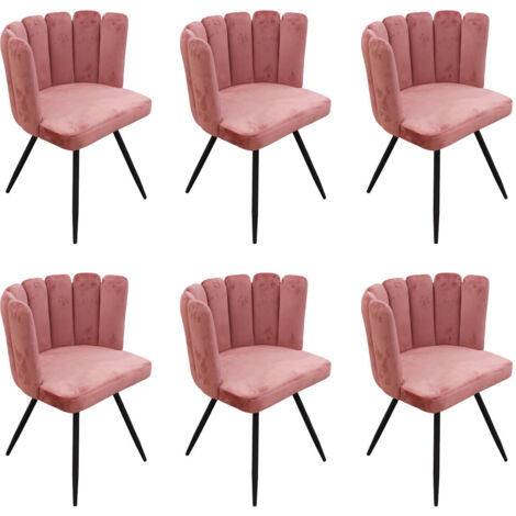 CHARLOTTE - Lot de 6 Chaises Velours Rose