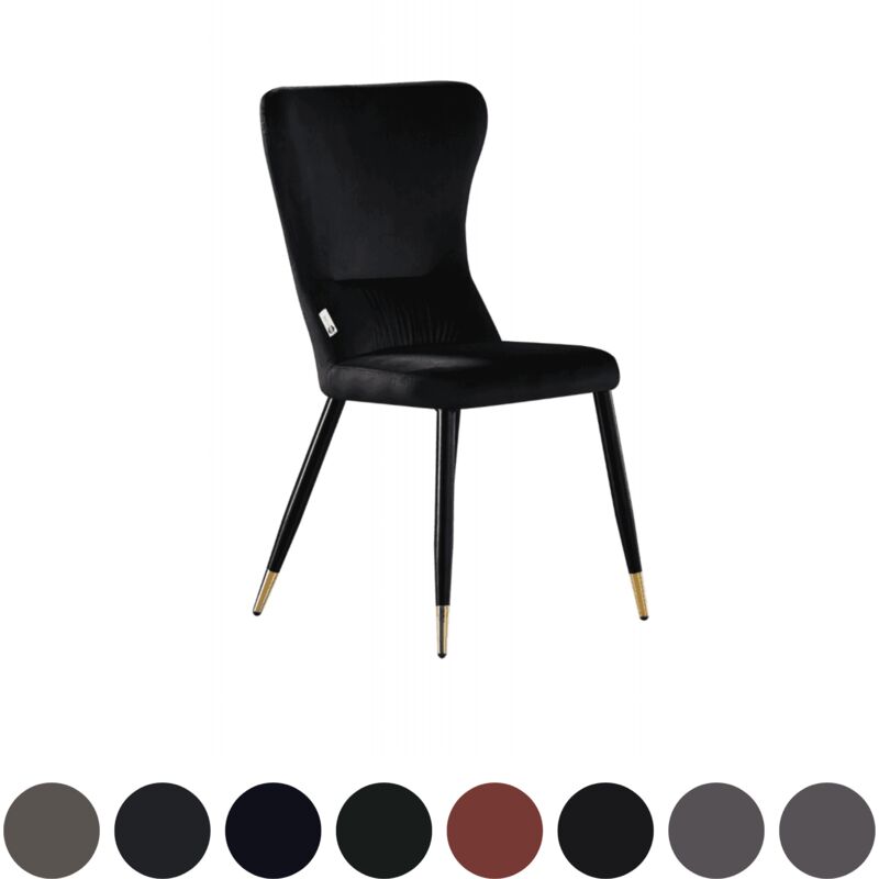 Chaise de salle à manger rembourrée New York LUX simple avec embouts dorés pour salle à manger et cuisine - Noir Chaise de salle à manger rembourrée New York LUX simple avec embouts dorés pour salle à manger et cuisine - Noir