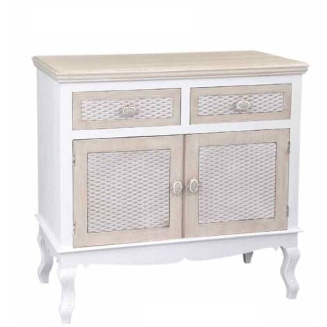 CHARM MOBILETTO CON 2 ANTE E 2 CASSETTI 86X40X87 CM COLORE BIANCO E CREMA