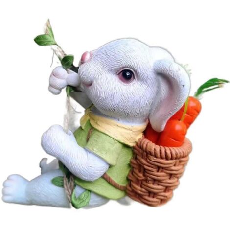 Charmante statue de lapin en résine pour décoration de jardin, sculpture animale d'extérieur, B