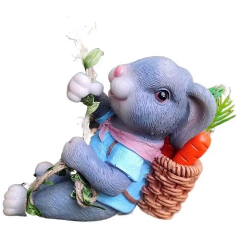 Charmante statue de lapin en résine pour décoration de jardin, sculpture animale d'extérieur, C