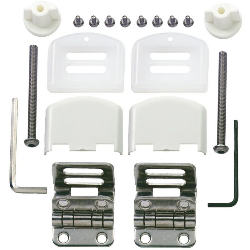 Ecolands - Kit charnière capots blancs pour abattant olfa Tradition, Europe, Universal, Junior, Sénator, Accord (avant 2016)