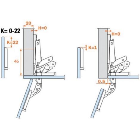 Charnière à coller pour portes en verre – Épaisseur jusqu'à 20 mm – Charge maximale élevée – Série B – Flexibilité d'application – Salice