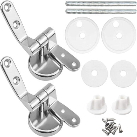 Charnière Abattant WC de Rechange , Lot de 2 Charnières de Siège de Toilette en Alliage de Zinc pour en Bois , Résine , MDF , y compris Raccords