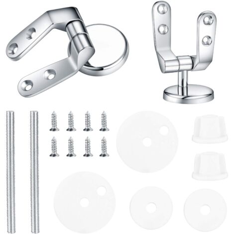 Charniere Abattant WC, Kit Fixations Remplacement pour WC Abattant, Charnière WC Fixations, pour Sièges de Toilette en Résine de Bois - 2 Pcs
