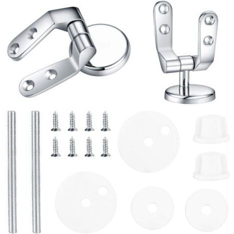 Charniere Abattant WC, Kit Fixations Remplacement pour WC Abattant, Charnière WC Fixations, pour Sièges de Toilette en Résine de Bois - 2 Pcs
