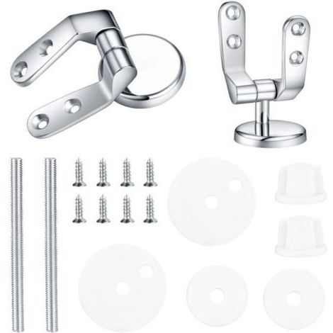 Charniere Abattant WC, Kit Fixations Remplacement pour WC Abattant, Charnière WC Fixations, pour Sièges de Toilette en Résine de Bois - 2 Pcs