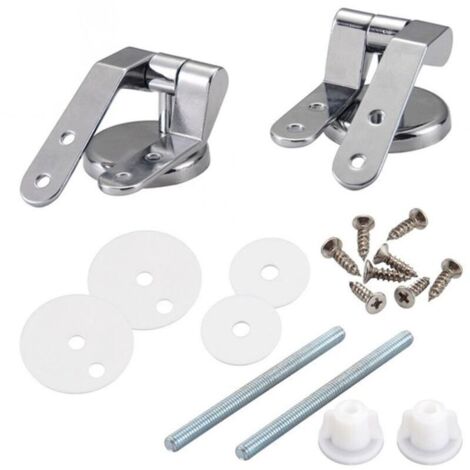 Charniere Abattant WC, Kit Fixations Remplacement pour WC Abattant, Charnière WC Fixations, pour Sièges de Toilette en Résine de Bois - 2 Pcs