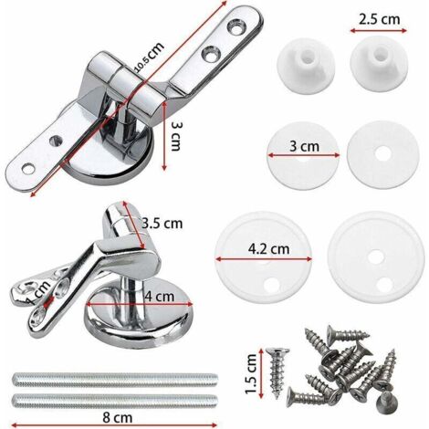 Charnière Abattant WC, Lot de 2 Charnières de Rechange pour Lunette de Toilette avec Fixations en Alliage