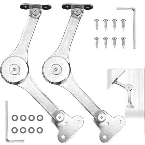 Charnière ascenseur réglable pour porte d'armoire 2 pcs - Zinc - Angle variable - Inclus visserie
