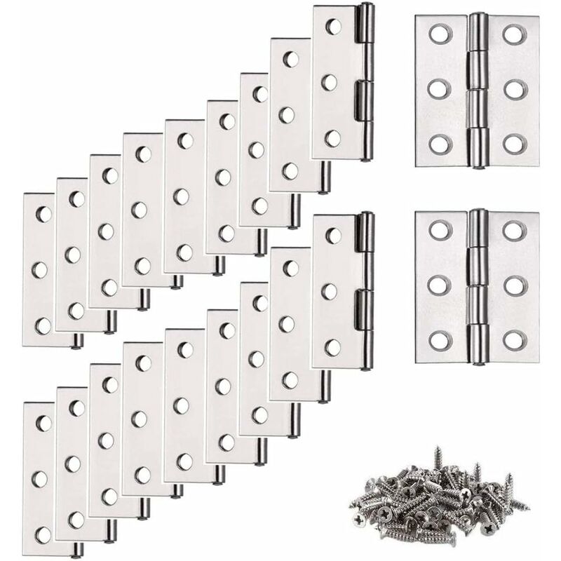 Charniere, Charnière Inox, 20 pcs Petite Charniere, Charnière, Charnière plate, Charnière pour La Maison Meubles Matériel Armoire Garde Porte Tiroir