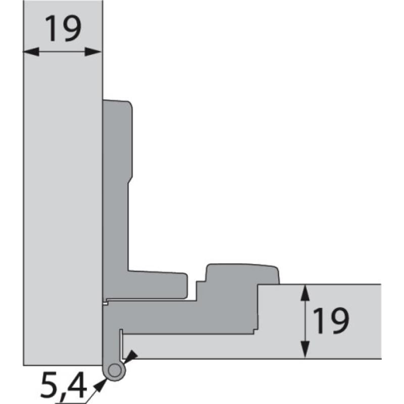 Bras articulé 180° recouvrement 16mm montage rentrant finition nickelé - Selekta Pro 2000 - HETTICH