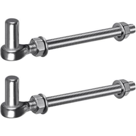 Charnière de Portail M12, 2pcs Quincaillerie à œillet de Champ Robuste 16mm Crochet pour Goupille de Suspension de Jardin en Métal pour Portail de Ferme/Clôture en Bois/Allée, 440lbs/20cm