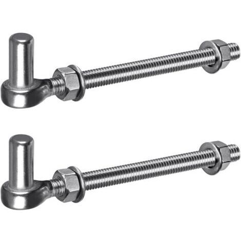 Charnière de Portail M12, 2pcs Quincaillerie à œillet de Champ Robuste 16mm Crochet pour Goupille de Suspension de Jardin en Métal pour Portail de Ferme/Clôture en Bois/Allée, 440lbs/20cm