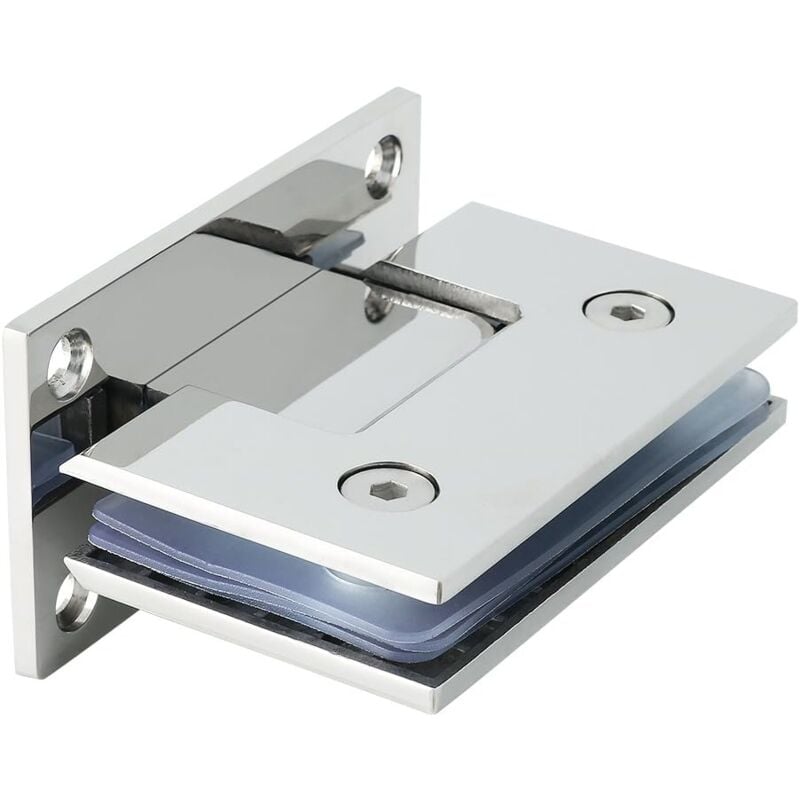Charnière de Porte à Pince Charnière Connecteur Mural en Inox Pliant de 90 Degrés, Adaptative de 8 à 12 mm, Épais de 4 mm, Finition Chrome Poli en
