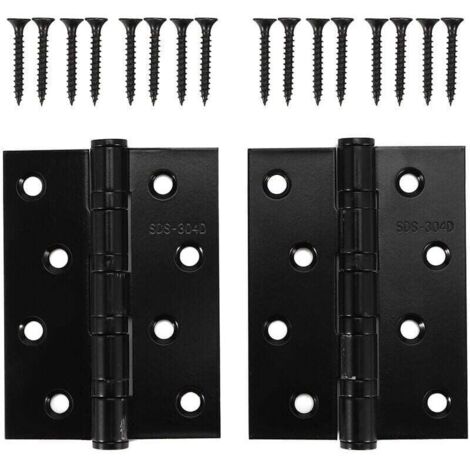 Charnière de porte en acier inoxydable 304, épaisseur 3,0 mm, plate et silencieuse, finition noire, lot de 4