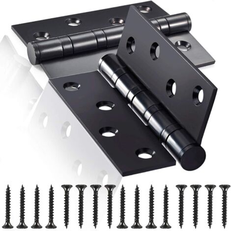 Charnière de Porte en Inox，2 Pcs Charnières De Porte Charnières Pliables Charnières Inox Épaisseur 3mm Paumelle，pour Portes massives intérieur (Black)