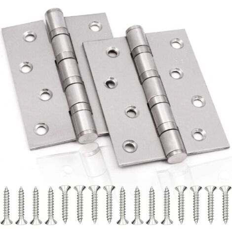 Charnière de Porte en Inox，2 Pcs Charnières De Porte Charnières Pliables Charnières Inox Épaisseur 3mm Paumelle，pour Portes massives intérieur (Silver，10075mm)-LIAIKI