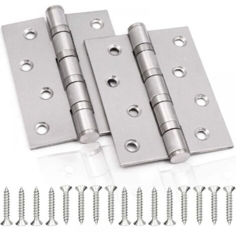 Charnière de Porte en Inox，2 Pcs Charnières De Porte Charnières Pliables Charnières Inox Épaisseur 3mm Paumelle，pour Portes massives intérieur (Silver，100X75mm)