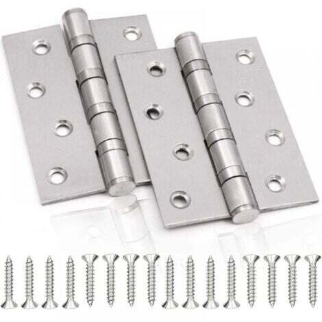 Charnière de Porte en Inox，2 Pcs Charnières De Porte Charnières Pliables Charnières Inox Épaisseur 3mm Paumelle，pour Portes massives intérieur (Silver，100X75mm)