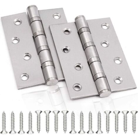 Charnière de Porte en Inox，2 Pcs Charnières De Porte Charnières Pliables Charnières Inox Épaisseur 3mm Paumelle，pour Portes massives intérieur (Silver，100X75mm)--