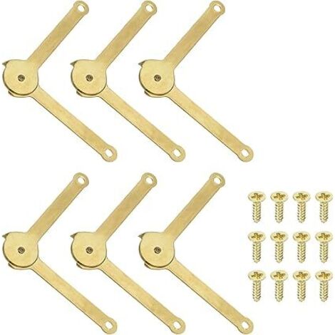 Charnière de Soutien de Couvercle 68 x 8mm, 6 Pcs Charnière de Support de Couvercle en Métal, Rotative à 180 Degrés pour Armoire, Boîte à Bijoux, Décoration de Valise, Doré